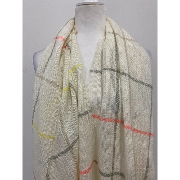 Madewell Ivory Gauzy Plaid Scarf NWT - Picture 4 of 7